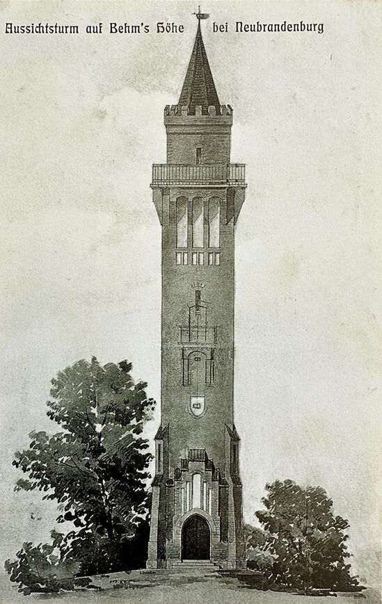 Abb. 7. Ansichtspostkarte des Aussichtsturms auf Behm’s Höhe, um 1911. 