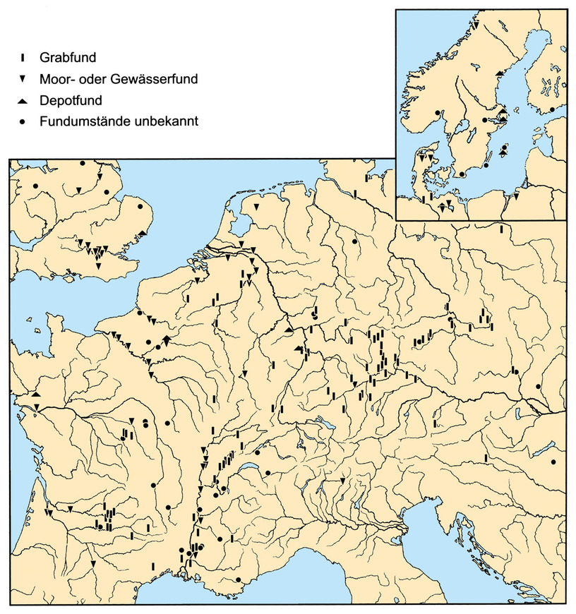 Download: Abb. 5. Verbreitungskarte der Periode VI-zeitlichen Bronzeschwerter vom Typ Gündlingen. Grafik: LAKD MV/LA (nach Pare 2004, Abb. 107 mit Ergänzungen durch J.-P. Schmidt). Abb. 5. Verbreitungskarte der Periode VI-zeitlichen Bronzeschwerter vom Typ Gündlingen. Grafik: LAKD MV/LA (nach Pare 2004, Abb. 107 mit Ergänzungen durch J.-P. Schmidt).