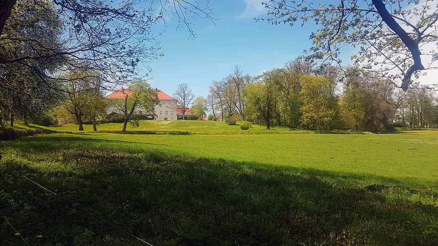 Download: Abb. 5. Hohenzieritz, Lkr. Mecklenburgische Seenplatte, Blick über die offenen Wiesenbereiche mit dem Aha im Schlosspark. (LAKD M-V/LD, C. Rolka) Abb. 5. Hohenzieritz, Lkr. Mecklenburgische Seenplatte, Blick über die offenen Wiesenbereiche mit dem Aha im Schlosspark.
