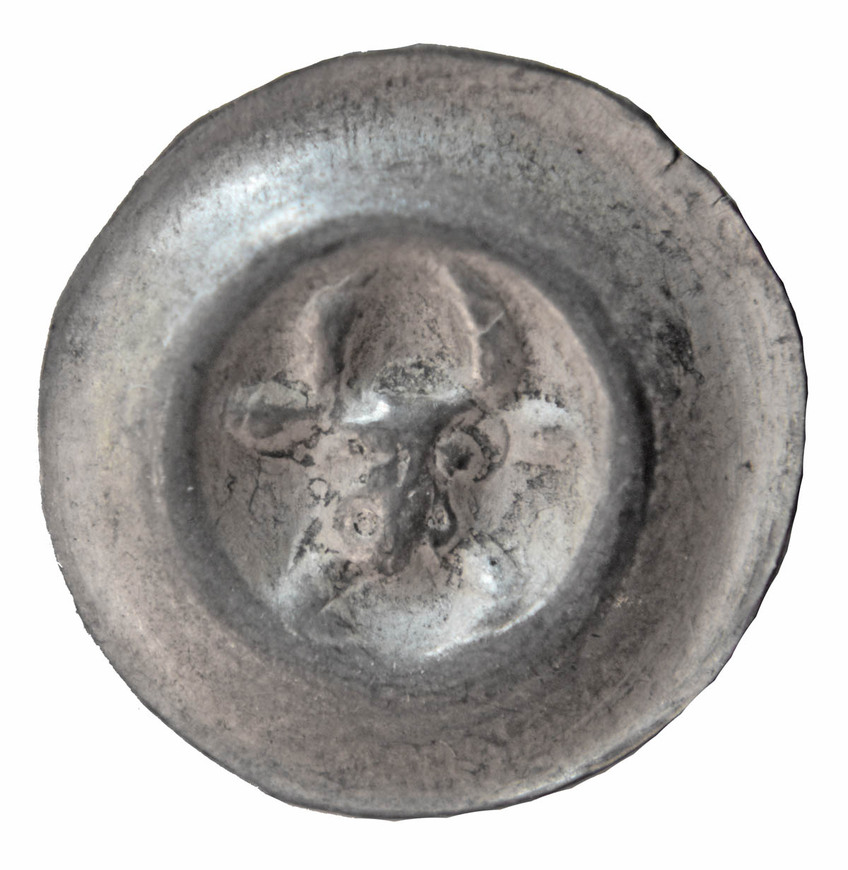 Abb. 2: Wustrow, Lkr. Mecklenburgische Seenplatte. Stierkopf-Hohlpfennig aus Mecklenburg (Durchmesser 16,0 mm). 
