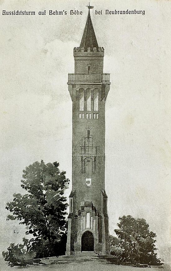 Abb. 7. Ansichtspostkarte des Aussichtsturms auf Behm&rsquo;s Höhe, um 1911. 