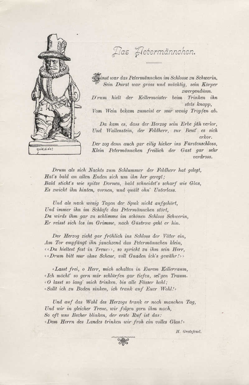 13.1-2 Personenbildersammlung, Nr. 13 – Fotokopie "Das Petermännchen" Gedicht von H. Grotefend 