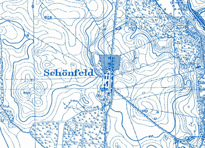 Abb. 8. Schönfeld, Lkr. Nordwestmecklenburg, Ausschnitt Messtischblatt Nr. 2233 von 1924, Mühlen Eichsen 