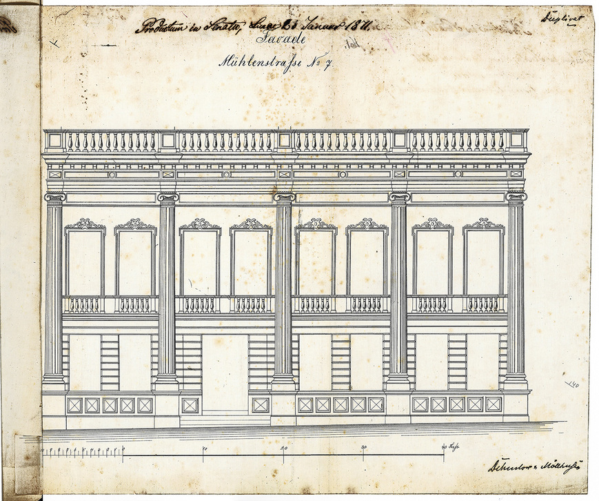 Abb. 4. Mühlenstraße 7, Fassadenentwurf, Dehmlow und Möllhusen, 1871. 