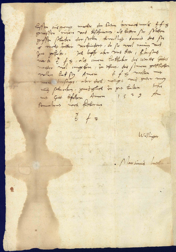 Download: Brief Martin Luthers an Herzog Heinrich V. von Mecklenburg, zweite Briefseite Brief Martin Luthers an Herzog Heinrich V. von Mecklenburg, zweite Briefseite