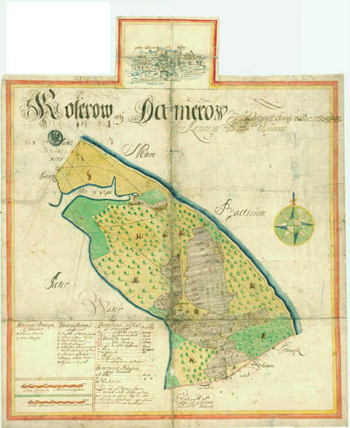 Schwedische Matrikelkarte von Koserow und Damerow auf der Insel Usedom, Quelle: Landesarchiv Greifswald, Rep. 6a CIb28 