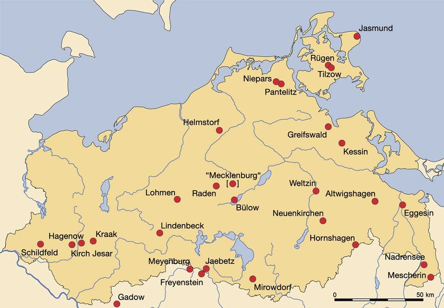 Abb. 5: Neolithische Kupferflachbeile in Mecklenburg-Vorpommern und Teilen des nördlichen Brandenburgs. 