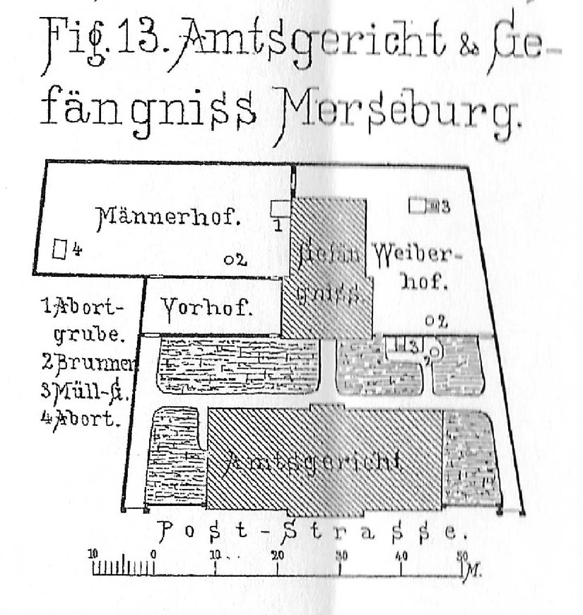 Download: Abb. 11. Lageplan, Amtsgericht Merseburg, Klasen, Handbuch 1891, Blatt 163, Fig. 13. Abb. 11. Lageplan, Amtsgericht Merseburg, Klasen, Handbuch 1891, Blatt 163, Fig. 13.