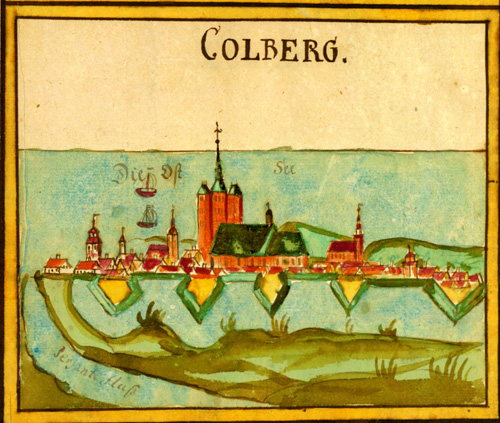 Download: Colorierte Abb. der Stadt und des Hafens von Kolberg, 18.Jh.; Quelle: Landesarchiv Greifswald, Rep.40 III Nr. 231c. Colorierte Abb. der Stadt und des Hafens von Kolberg, 18.Jh.; Quelle: Landesarchiv Greifswald, Rep.40 III Nr. 231c.