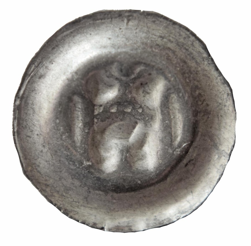 Abb. 4: Wustrow, Lkr. Mecklenburgische Seenplatte. Hohlpfennig aus Mecklenburg-Werle (Durchmesser 16,6 mm). 