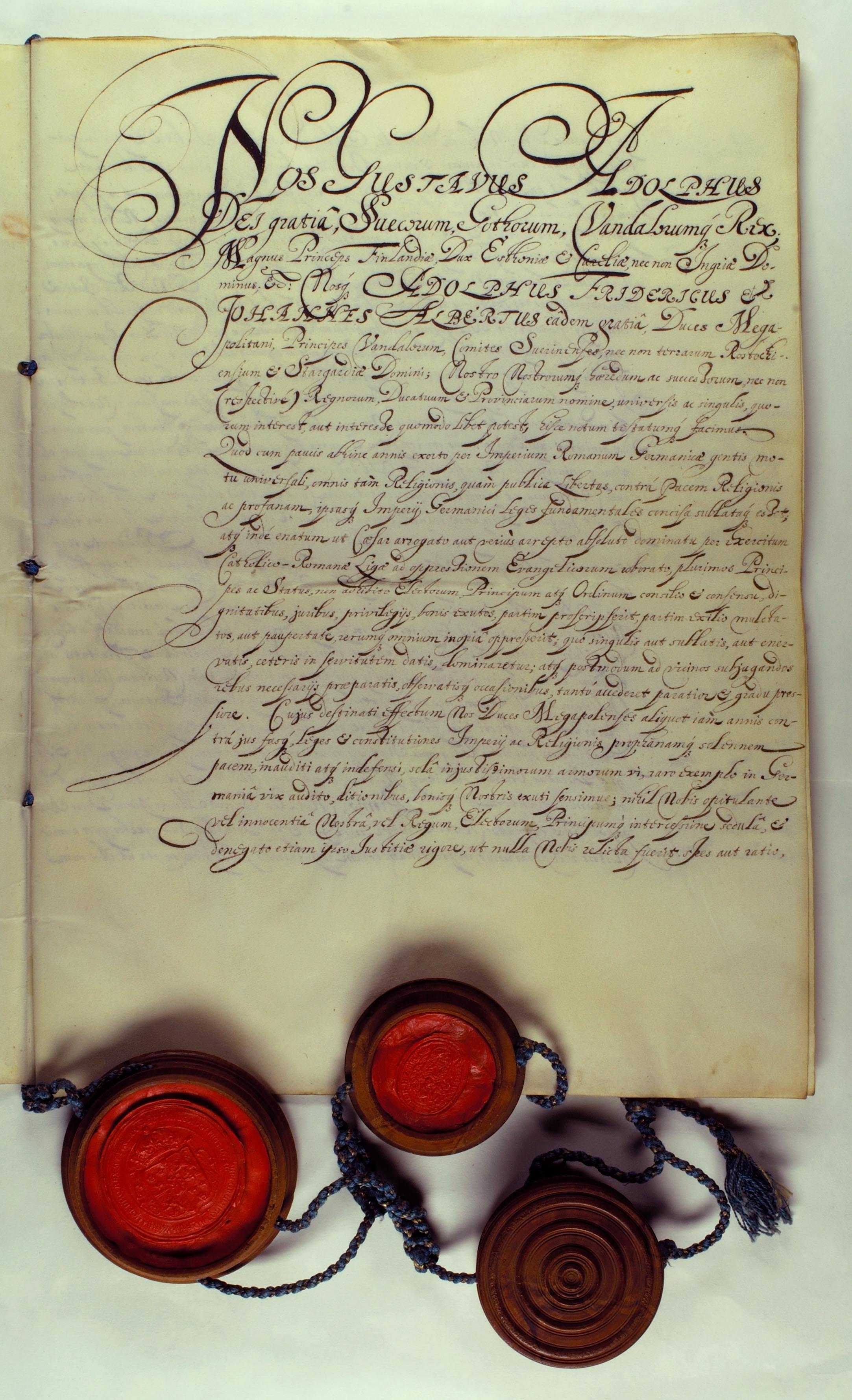 Abb. 1 ((LHAS 1.1-13 Verträge mit außerdeutschen Staaten, Schweden Nr. 37b) 