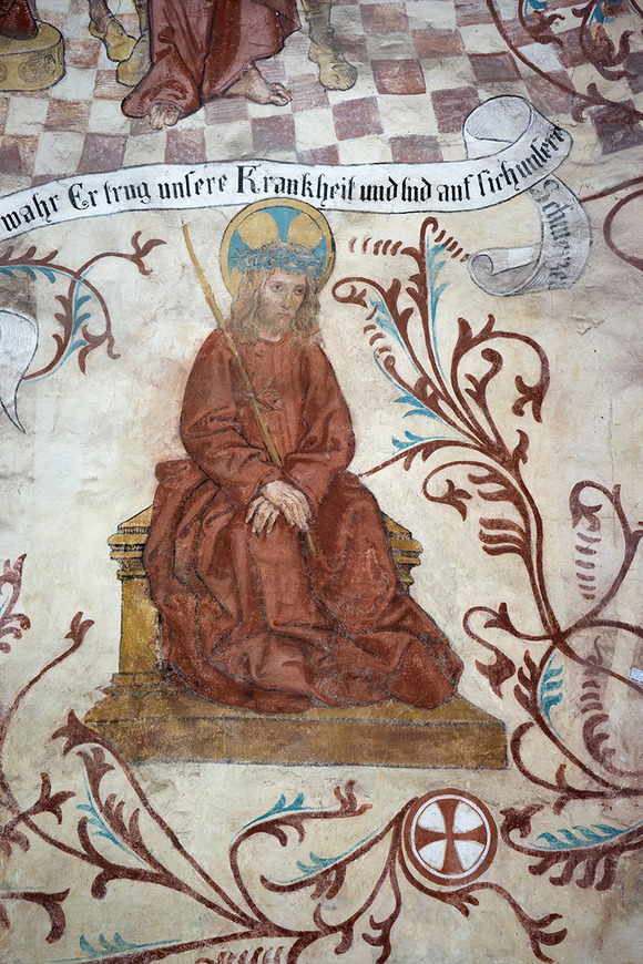 Abb. 17. Lohmen, Lkr. Rostock, Dorfkirche, Herrgottsruhbild, Musterachse an der Chorsüdwand im bearbeiteten Zustand. 