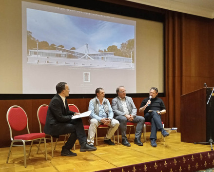 v. li. n. r.: Dipl.-Ing. Christoph Meyn (Moderation), Dipl.-Ing. Carsten Großmann, Dr. Jan Schirmer, Dipl.-Rest. (FH) Jörg Schröder. (Foto: LAKD/LD R.Dornbusch)