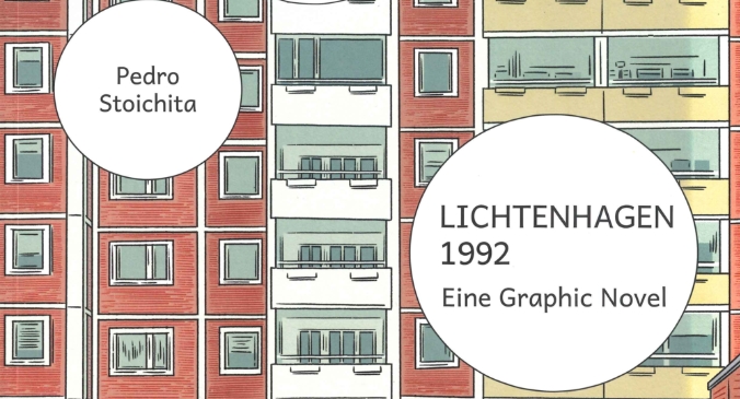 Ausschnitt aus dem Cover zu "Lichtenhagen 1992. Eine Graphic Novel" von Pedro Stoichita: Landeszentrale für politische Bildung MV 2024