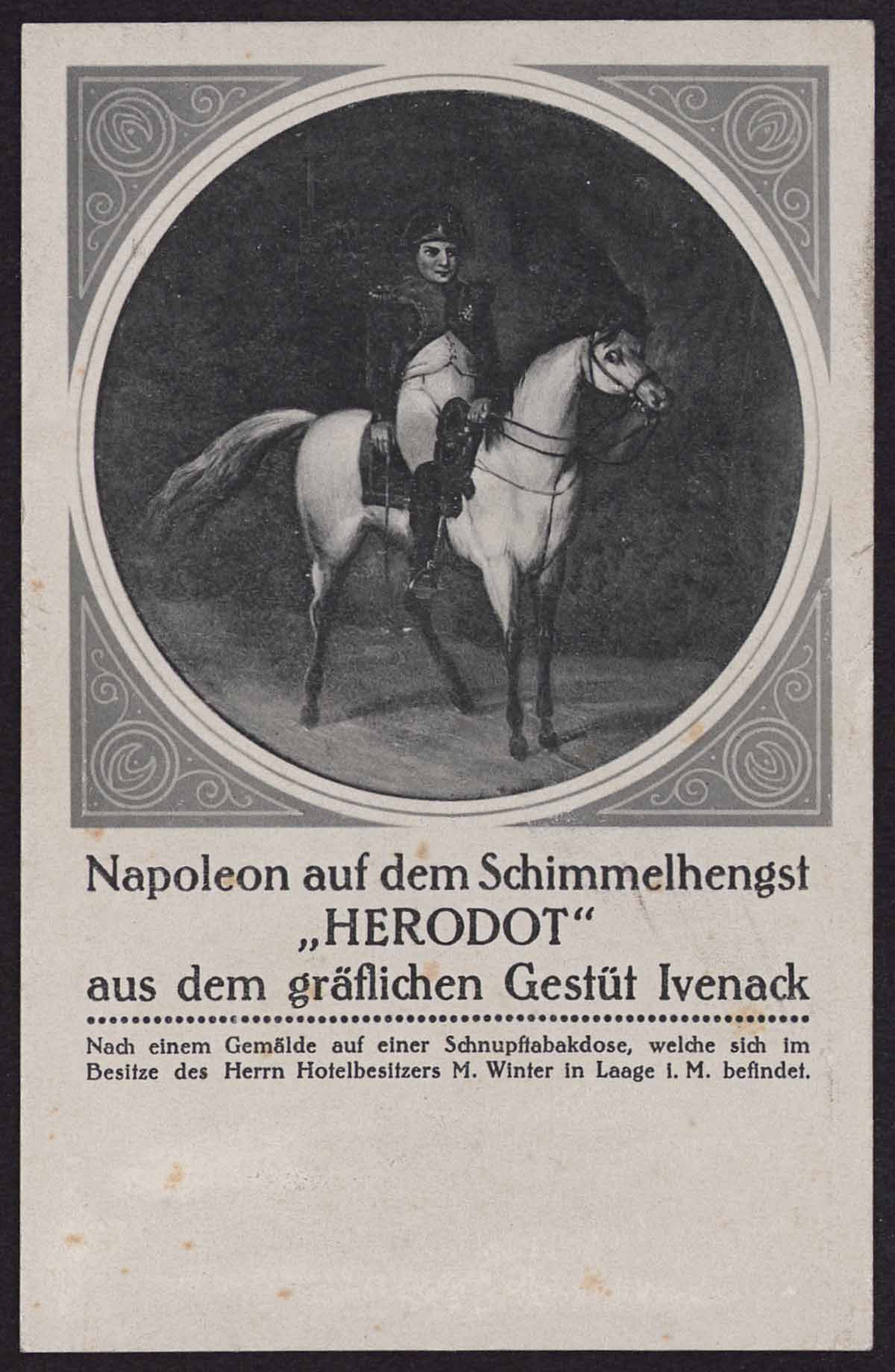Abb. 1: Napoleon auf dem Schimmelhengst „Herodot“ aus dem gräflichen Gestüt Ivenack. LAMV, 13.2-5, Nr. 1/312. Abb. 1: Napoleon auf dem Schimmelhengst „Herodot“ aus dem gräflichen Gestüt Ivenack.