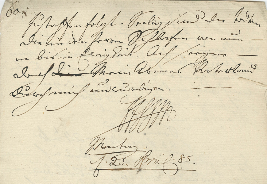 Abb. 1: Erstmalige Verwendung des Monogramms „Friedrich Franz Herzog zu Mecklenburg“ (LHAS, 2.26-1, Nr. 4391, p. 60) Abb. 1: Erstmalige Verwendung des Monogramms „Friedrich Franz Herzog zu Mecklenburg“ (LHAS, 2.26-1, Nr. 4391, p. 60)