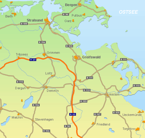 Anfahrt zur Hansestadt Greifswald