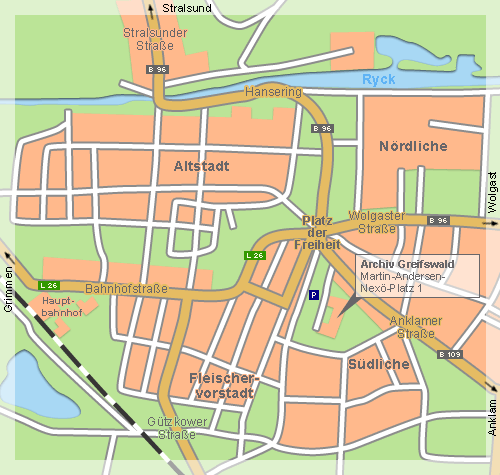 Anfahrt in Greifswald