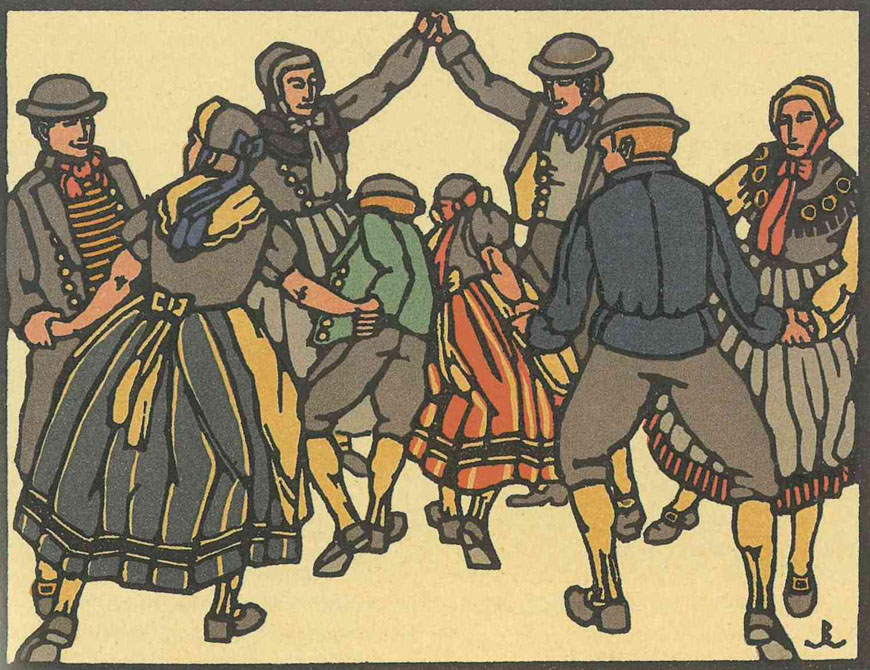 Abb. 2: Mecklenburgischer Bauerntanz (Quelle: Heike Müns, Von Brautkrone bis Erntekranz. Jahres- und Lebensbräuche in Mecklenburg-Vorpommern, Rostock 2002, S. 151) Abb. 2: Mecklenburgischer Bauerntanz