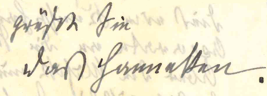 Brief von Johanna Wolff an Paul Wertheimer vom 24.08.1936, signiert mit „Das Hanneken“