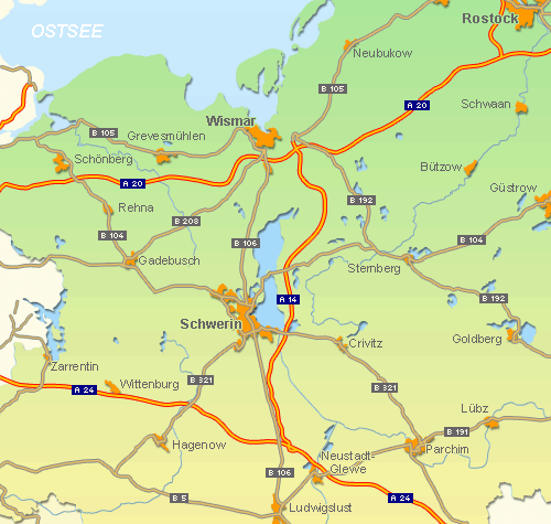 Directions to the state capital Schwerin Directions to the state capital Schwerin