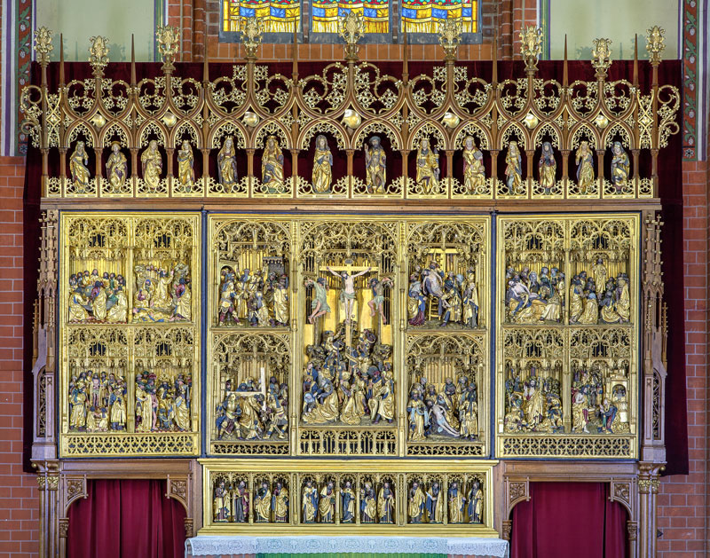 Güstrow, Lkr. Rostock, St. Marien, Bormanaltar, Gesamtansicht nach der Restaurierung Foto: LAKD M-V/LD, A. Bötefür Güstrow, Lkr. Rostock, St. Marien, Bormanaltar, Gesamtansicht nach der Restaurierung